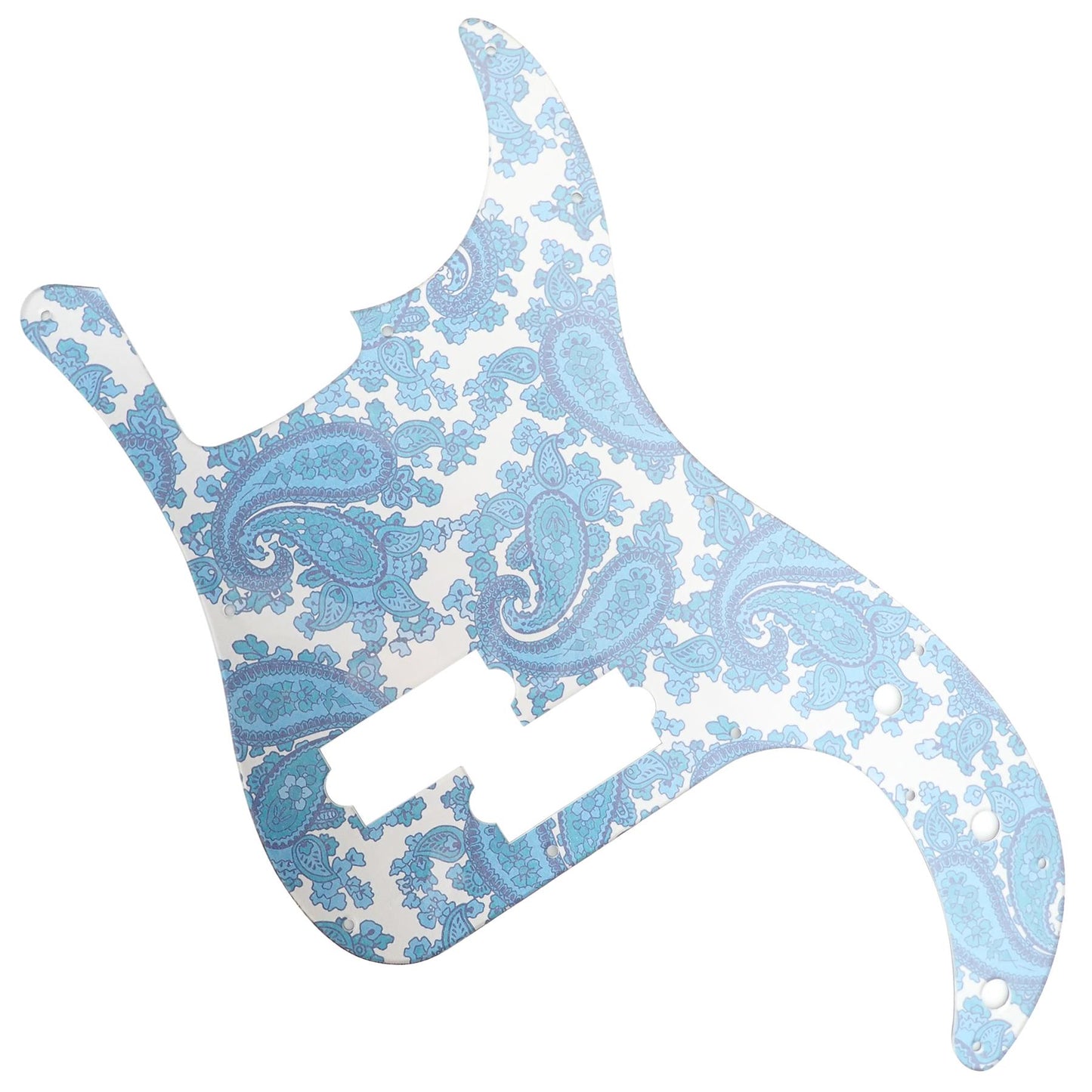 Luthitec Silver Backed Blue, Silver Backing Paisley Acrylic Precision Bass Guitar Pickguard
