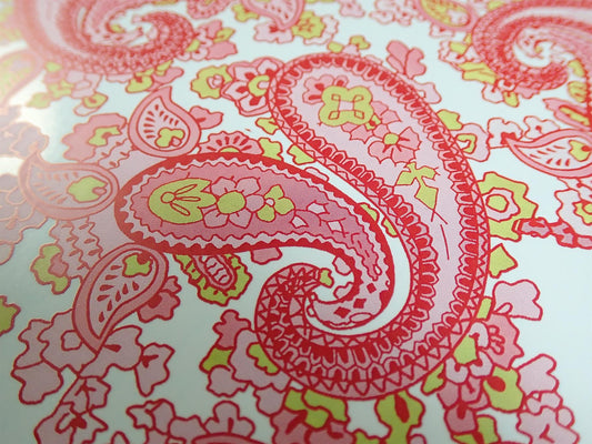 Luthitec Clear Backed Pink Paisley Paper Decal Sheet - 420x295mm (16.5x11.61")