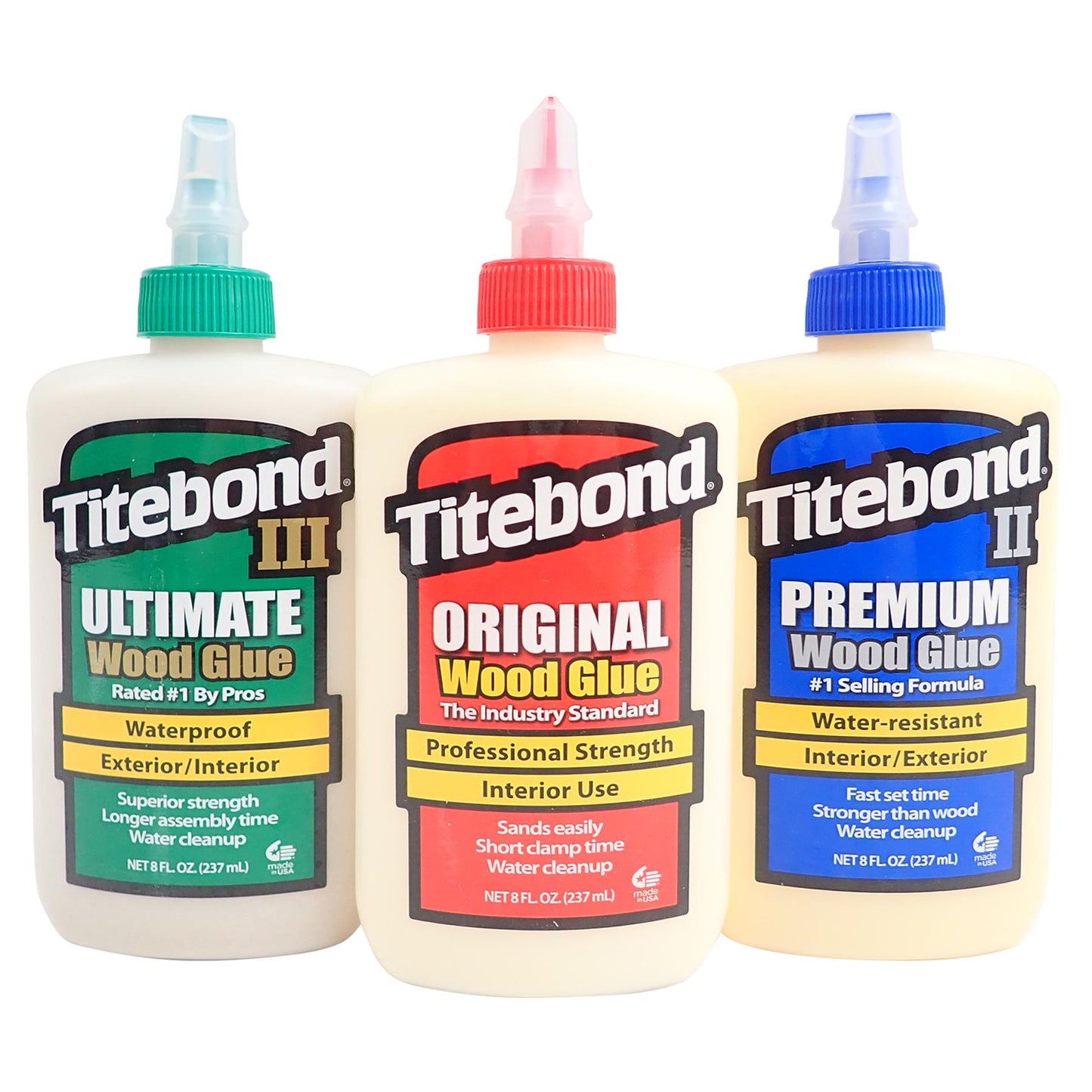 Titebond Original, Premium and Ultimate Wood Glue Selection Pack (8 fl oz) (Set of 3)