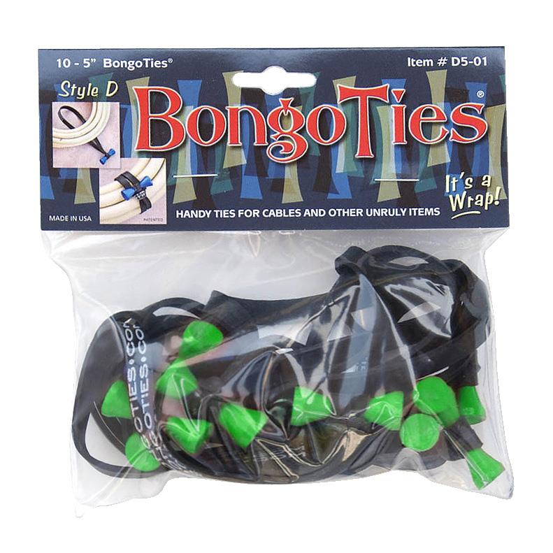 BongoTies D5-01-g Style D Tree Frog Green Tip Bongo Ties - Pack of 10, 5"