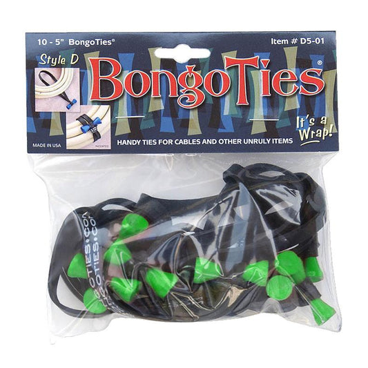 BongoTies D5-01-g Style D Tree Frog Green Tip Bongo Ties - Pack of 10, 5"