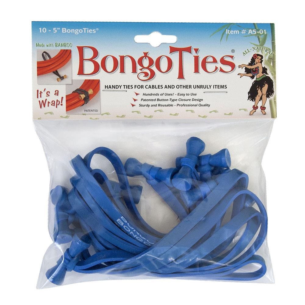 BongoTies A5-01-B All-Blue Bongo Ties - Pack of 10, 5"