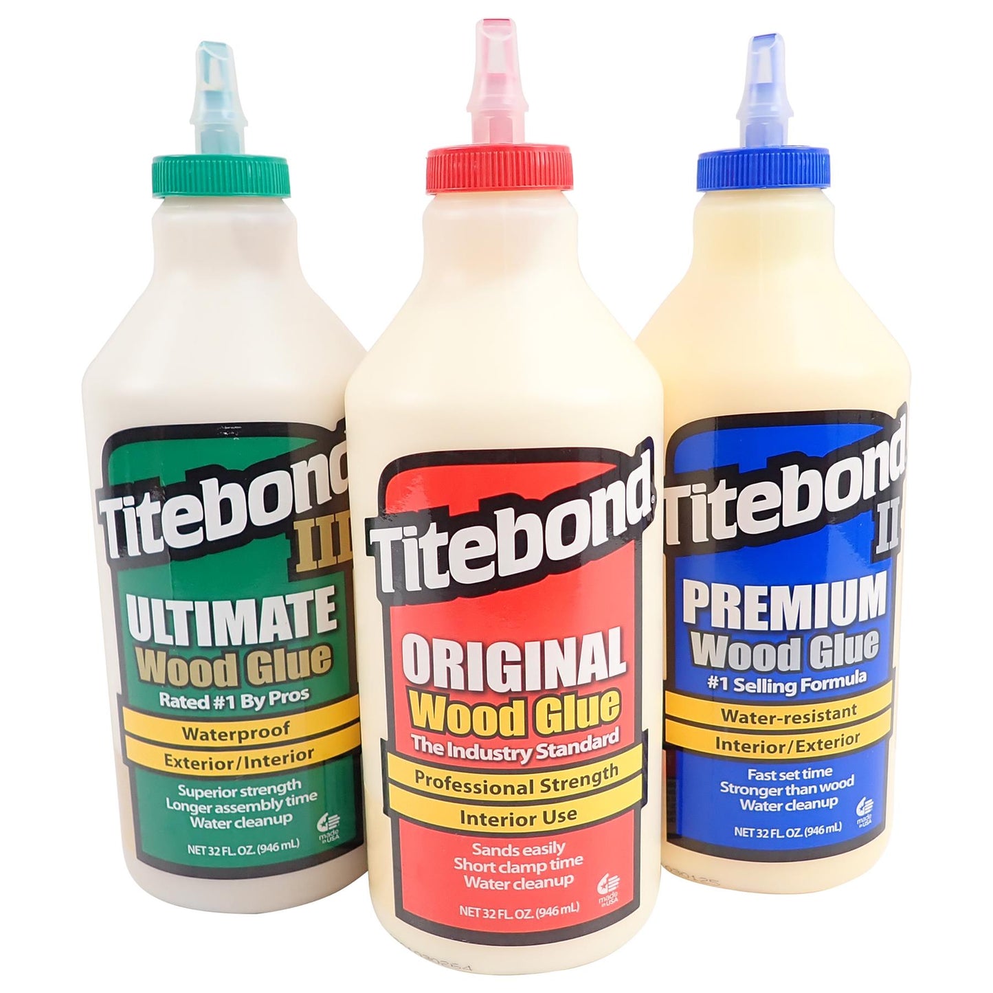Titebond Original, Premium and Ultimate Wood Glue Selection Pack (Quart) (Set of 3)