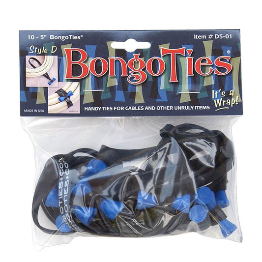 BongoTies D5-01-B Style D Azure Blue Tip Bongo Ties - Pack of 10, 5"