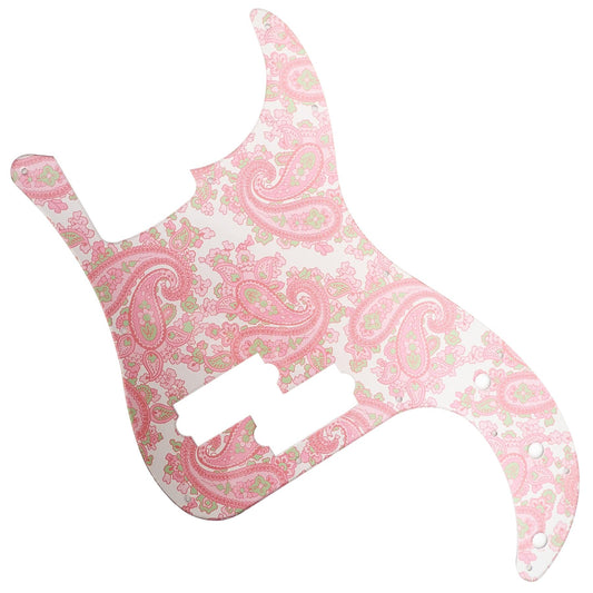 Luthitec Silver Backed Pink Paisley Acrylic Precision Bass Guitar Pickguard
