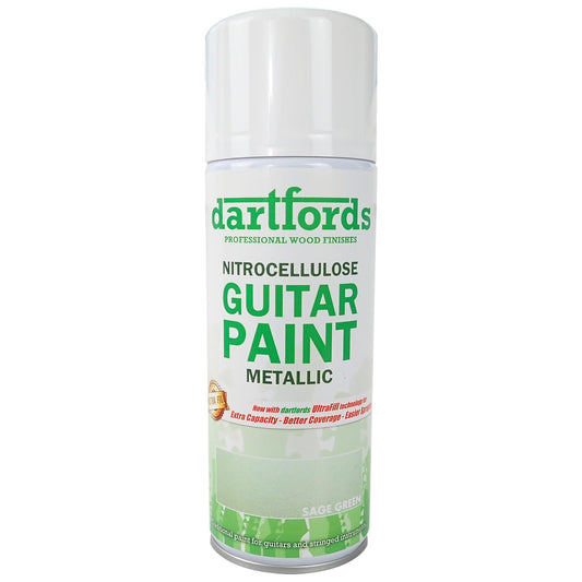 dartfords Sage Green Metallic Nitrocellulose Guitar Paint 400ml Aerosol