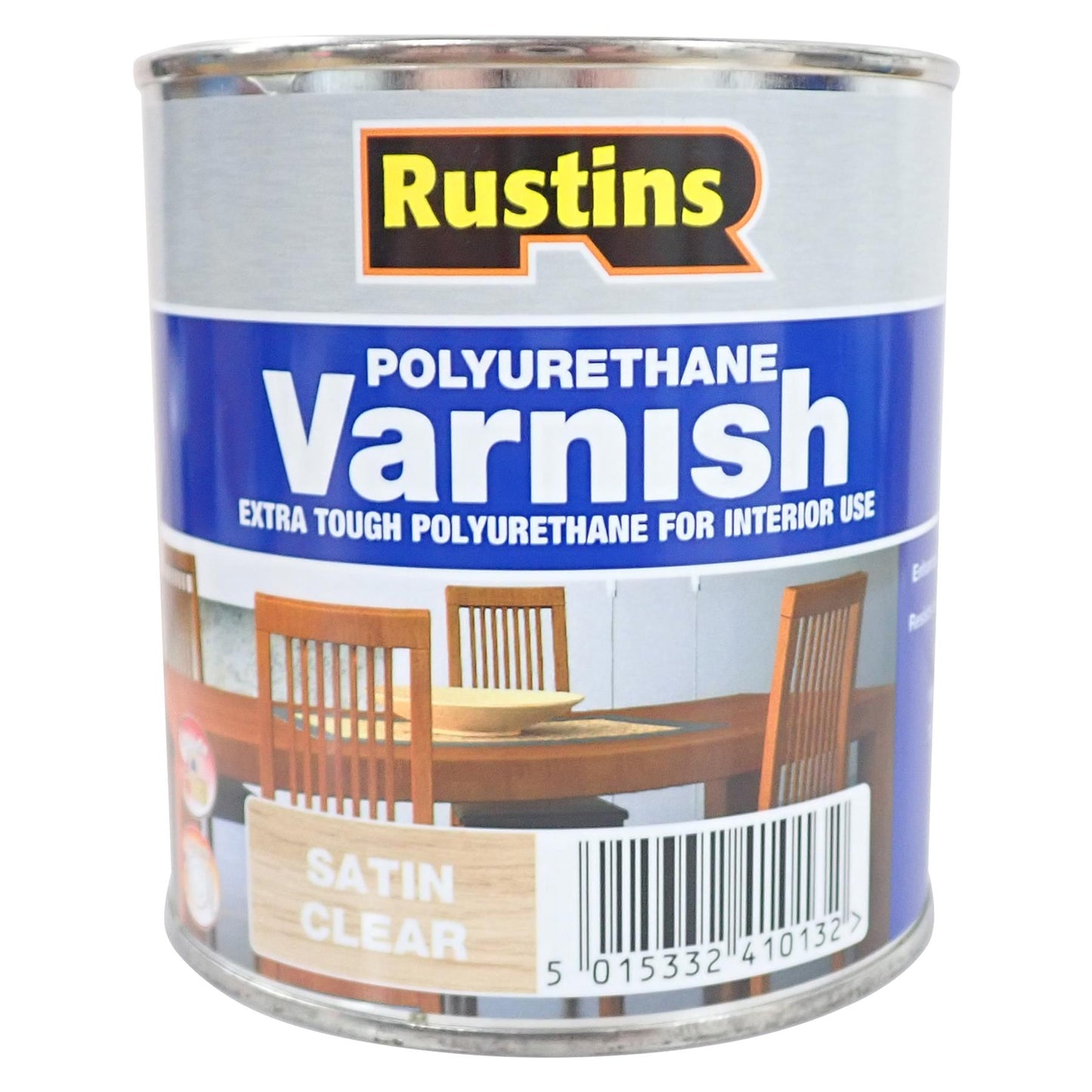 Rustins Satin Clear Polyurethane Varnish 500ml Tin