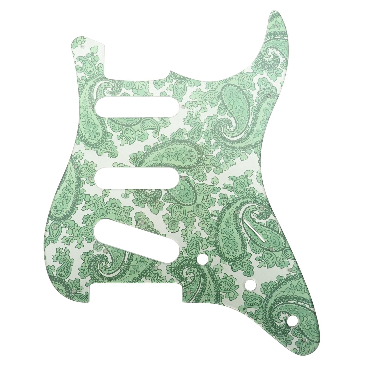 Luthitec Mint Green Backed Racing Green Paisley Acrylic Stratocaster 11 Hole Guitar Pickguard