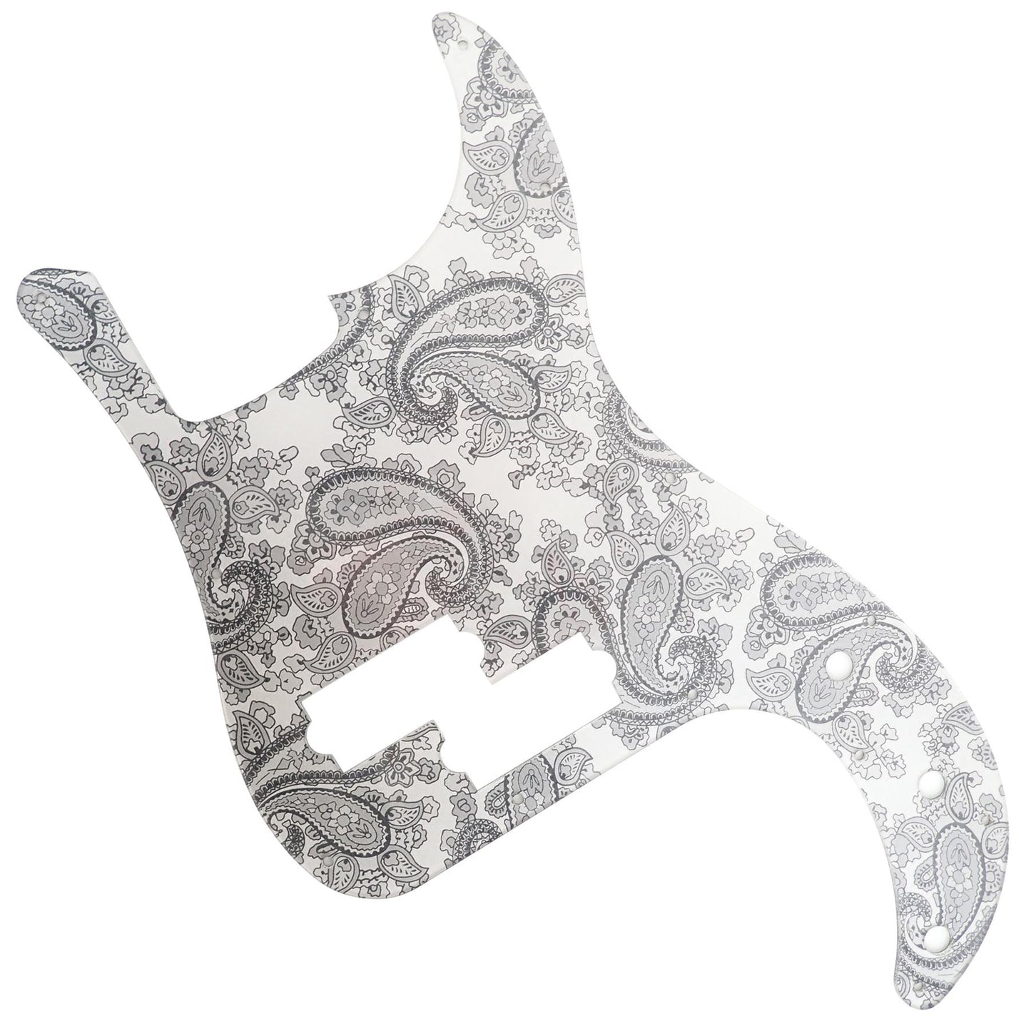 Luthitec Silver Backed Black Paisley Acrylic Precision Bass Guitar Pickguard