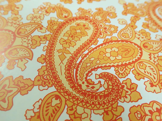 Luthitec Clear Backed Orange Paisley Paper Decal Sheet - 420x295mm (16.5x11.61")