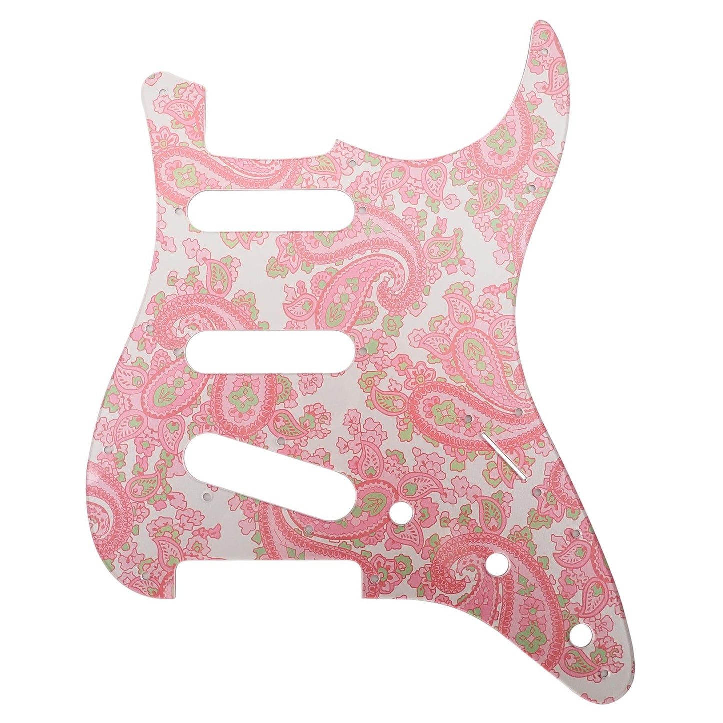 Luthitec Silver Backed Pink Paisley Acrylic Stratocaster 11 Hole Guitar Pickguard