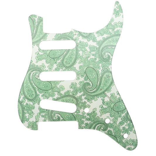 Luthitec Mint Green Backed Racing Green Paisley Acrylic Stratocaster 8 Hole Guitar Pickguard