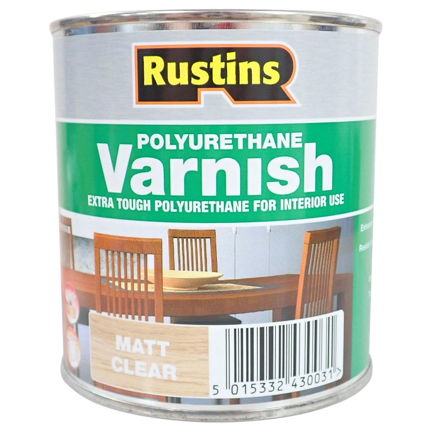 Rustins Matt Clear Polyurethane Varnish 500ml Tin